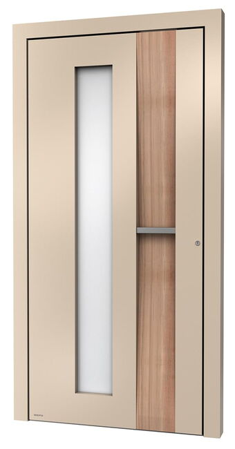 Weru Aluminiumhaustür Modell H12024 Atris Sytle sangestrahlt beige holz