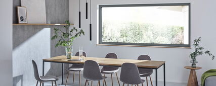 WERU CALIDO Kunststofffenster mit Festverglasung im Esszimmer in Basaltgrau (RAL 7012)