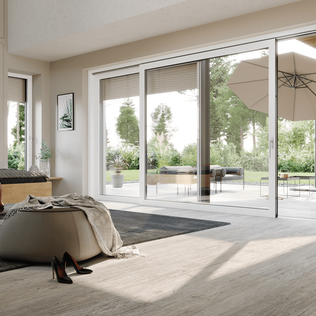 WERU ALEGRA Top Hebeschiebetür - Kunststoff - Alu Vorsatzschale - Weiß - Standartgriff - Schlafzimmer Innen - 1000x707