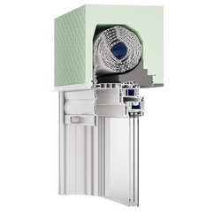 Schnittdarstellung WERU FE 10-RA Rollladen mit Fenstersystem WERU CALIDO